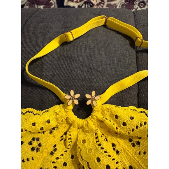 Savage X Fenty Yellow Eyelet Broderie Lace Halter Bralette Medium NWT - Picture 4 of 8